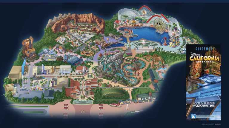 Guide Map for Avengers Campus at Disney California Adventure Park