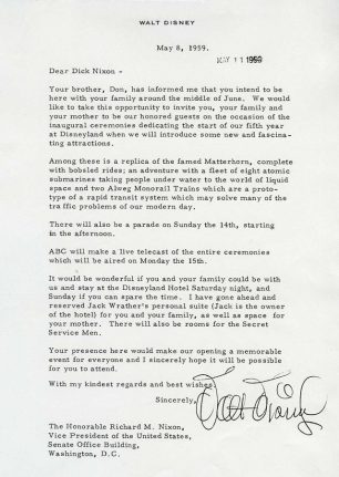 letter from Walt Disney to Richard Nixon