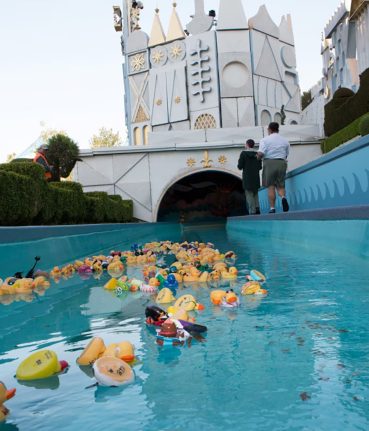 The ducks race in "it's a small world"