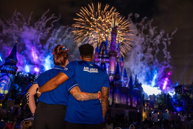 2024 Department of Defense Warrior Games athletes watch the fireworks at Magic Kingdom Park