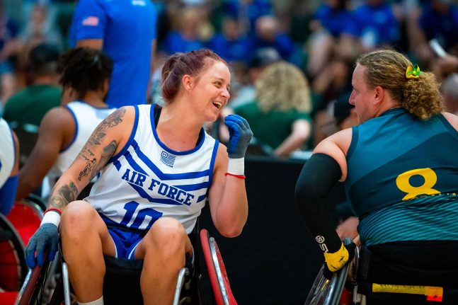 Athletes on the court at the 2024 Department of Defense Warrior Games