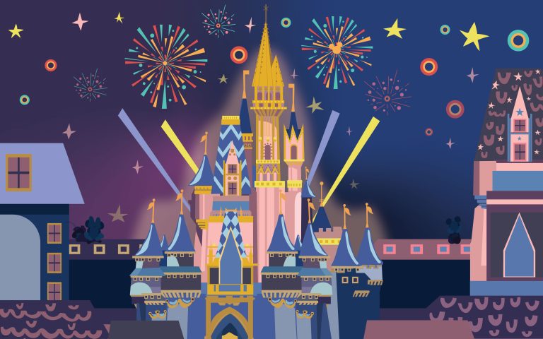 2024 Castle and Fireworks Wallpaper