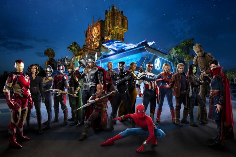Marvel Characters Outside Avengers Campus at Disney California Adventure park