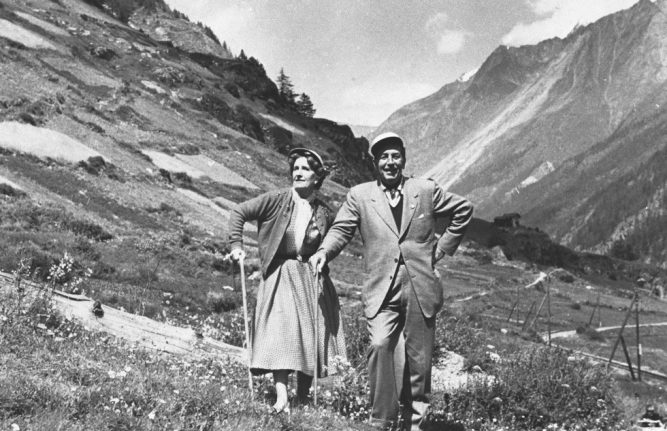 Walt and Lilly in Switzerland, photo from the Walt Disney Family Museum