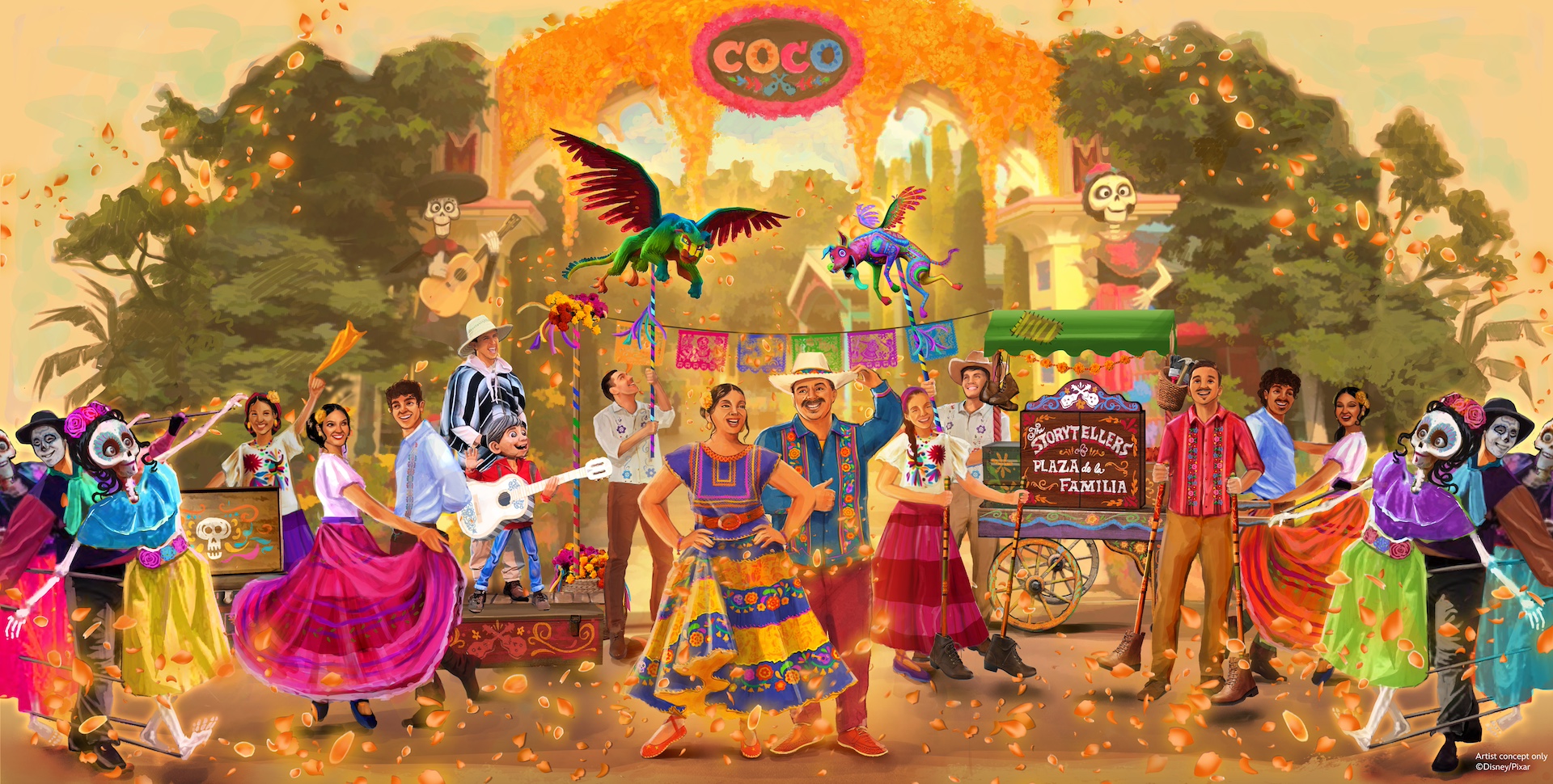 The Storytellers of Plaza de la Familia Celebrate The Musical World of Coco, Disneyland Resort