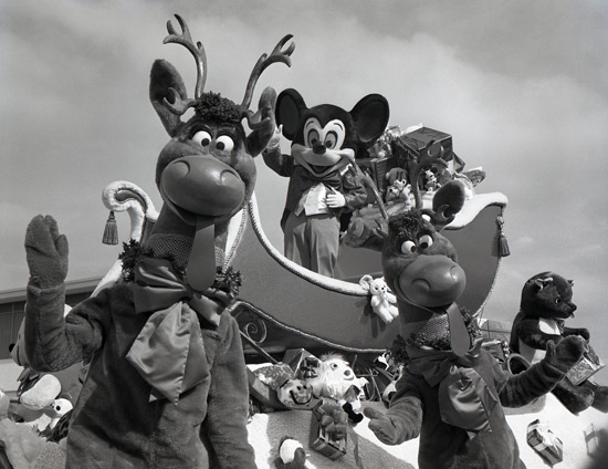 Mickey Mouse, Reindeer in Parade - Rare, Old Disney Vintage Photos Ushering in Halfway to the Holidays