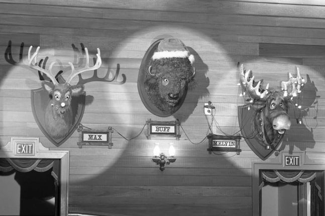 Deer and Moose Heads on Wall - Rare, Old Disney Vintage Photos Ushering in Halfway to the Holidays