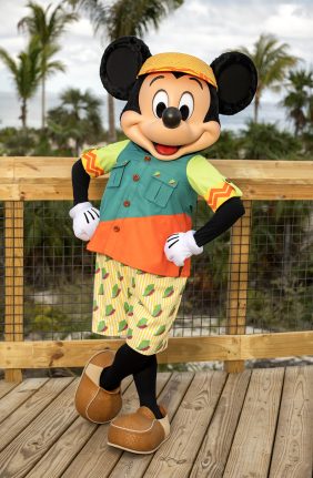 Mickey Mouse in his outfit for Disney Lookout Cay at Lighthouse Point
