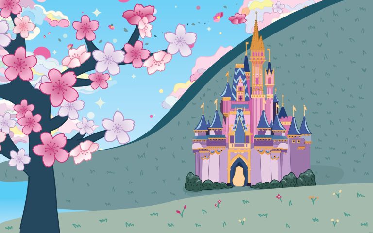 Disney Parks Castle with Flowers Wallpaper 2024 Desktop