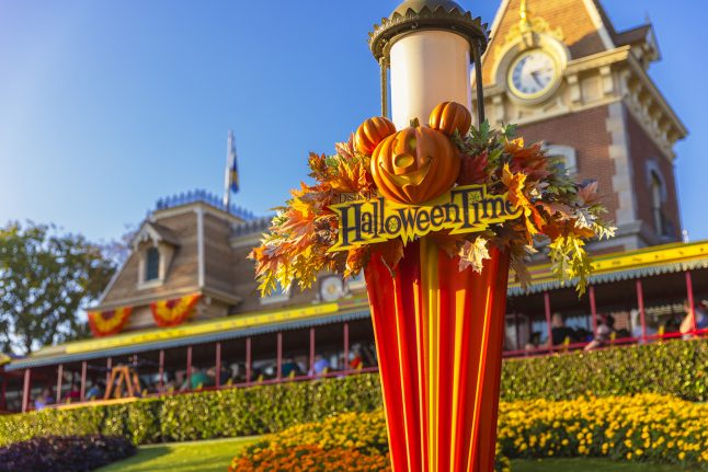 Halloween decorations outside Disneyland Park