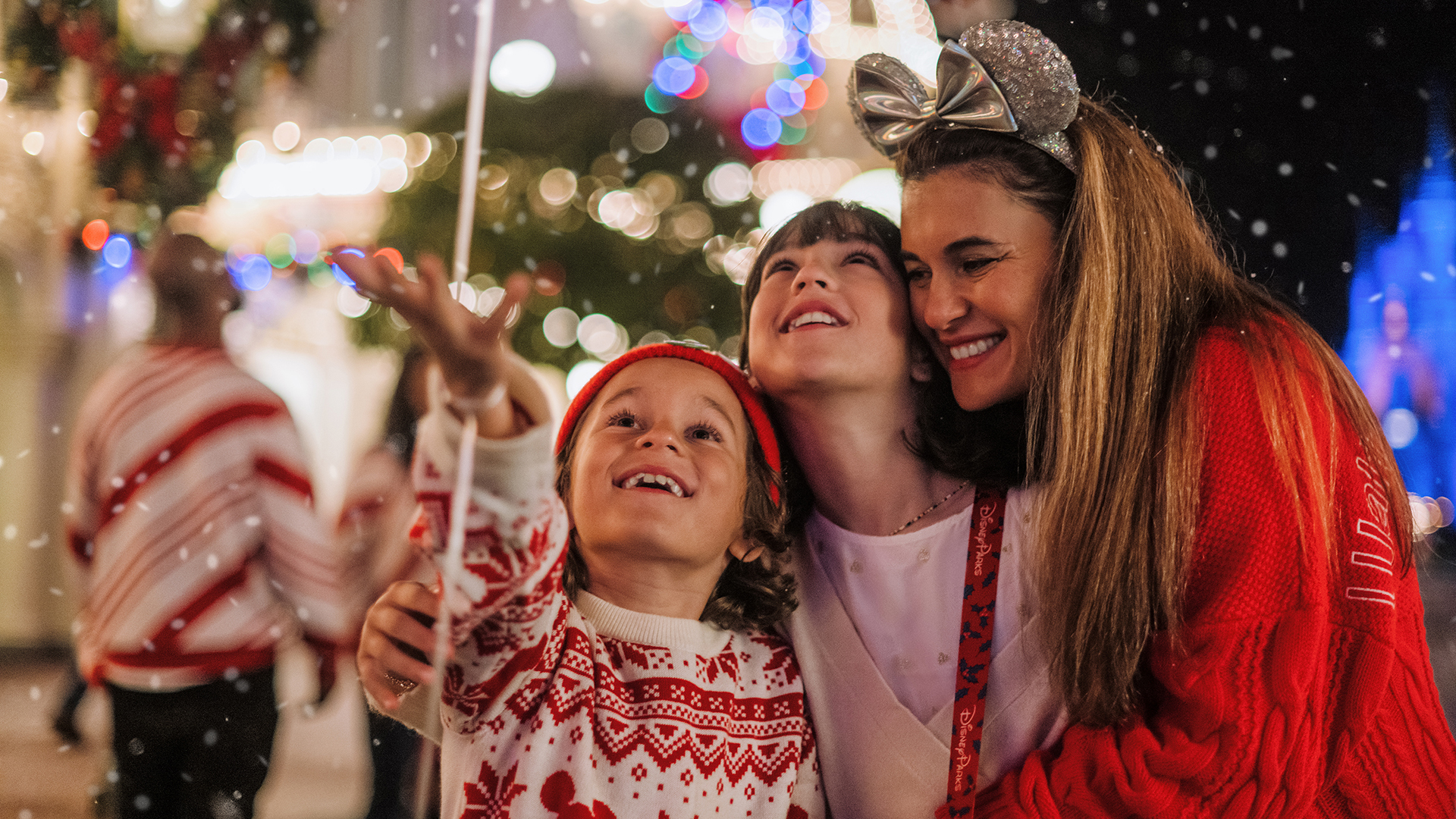 A family enjoying the holidays at Walt Disney World