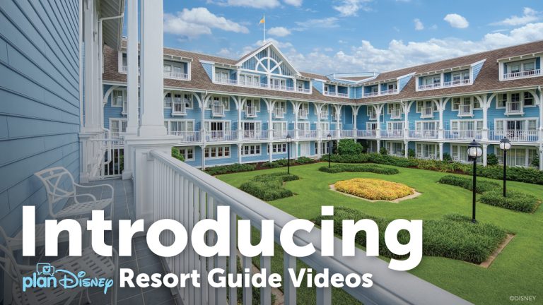 Disney's Beach Club Resort with overlaid text "Introducing planDisney Resort Guide Videos"