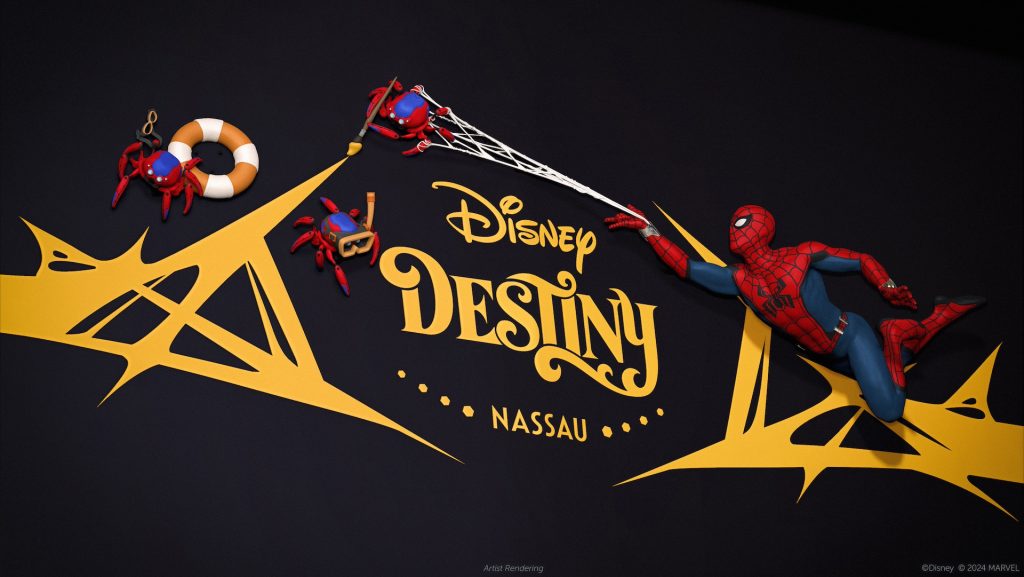 Stern of the Disney Destiny Spiderman Character Disney Cruise Ship