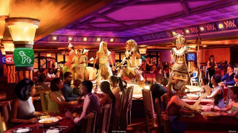 Concept art for Pride Lands: Feast of The Lion King onboard the Disney Destiny