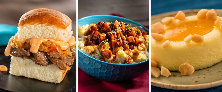 Slow-roasted Pork Slider; Hawaiian Rice Bowl; Passion Fruit Cheesecake 