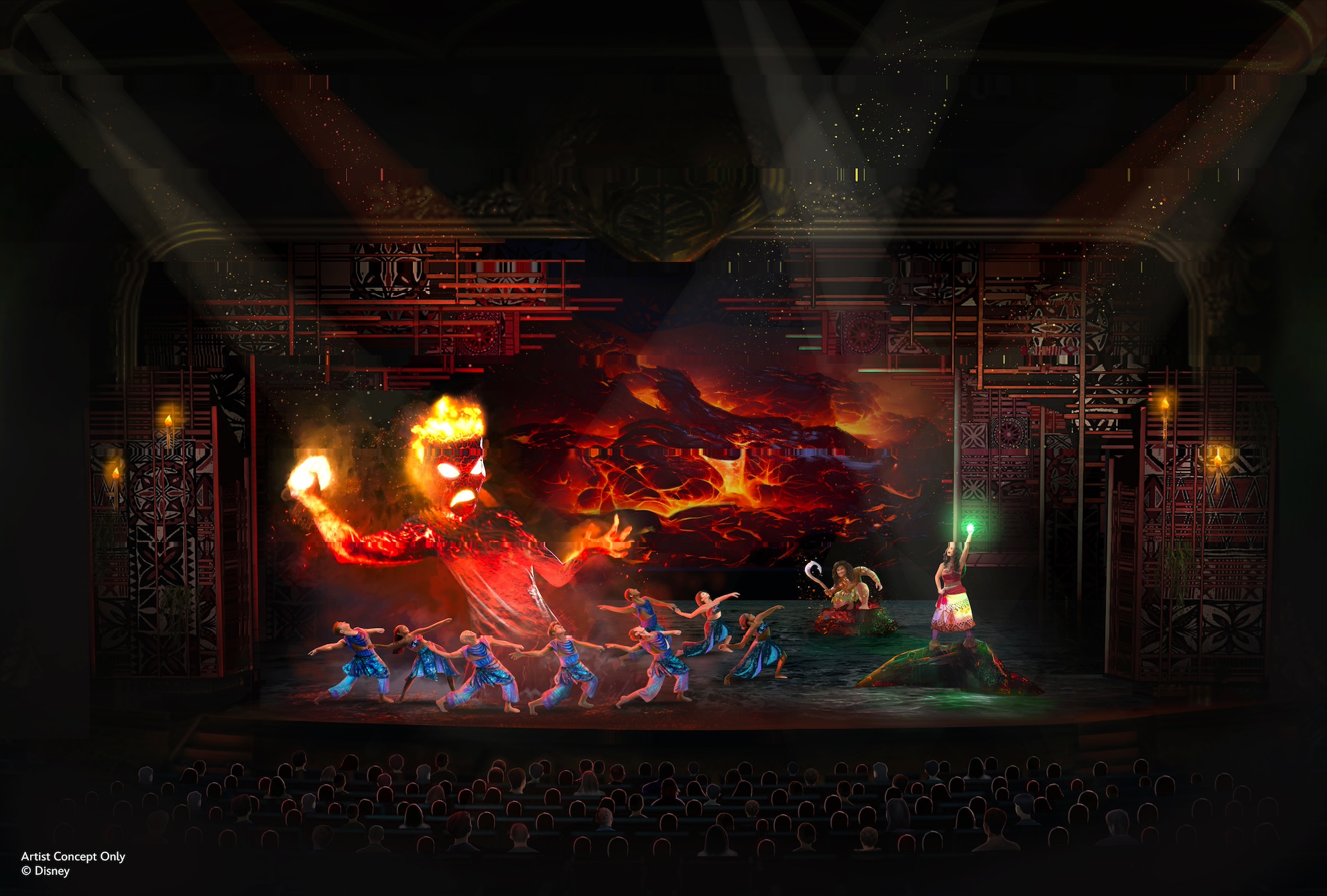 Artist Concept for “Disney The Tale of Moana,” the Broadway-style show debuting on the Disney Treasure