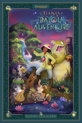 Attraction poster for Tiana's Bayou Adventure at Disneyland Park