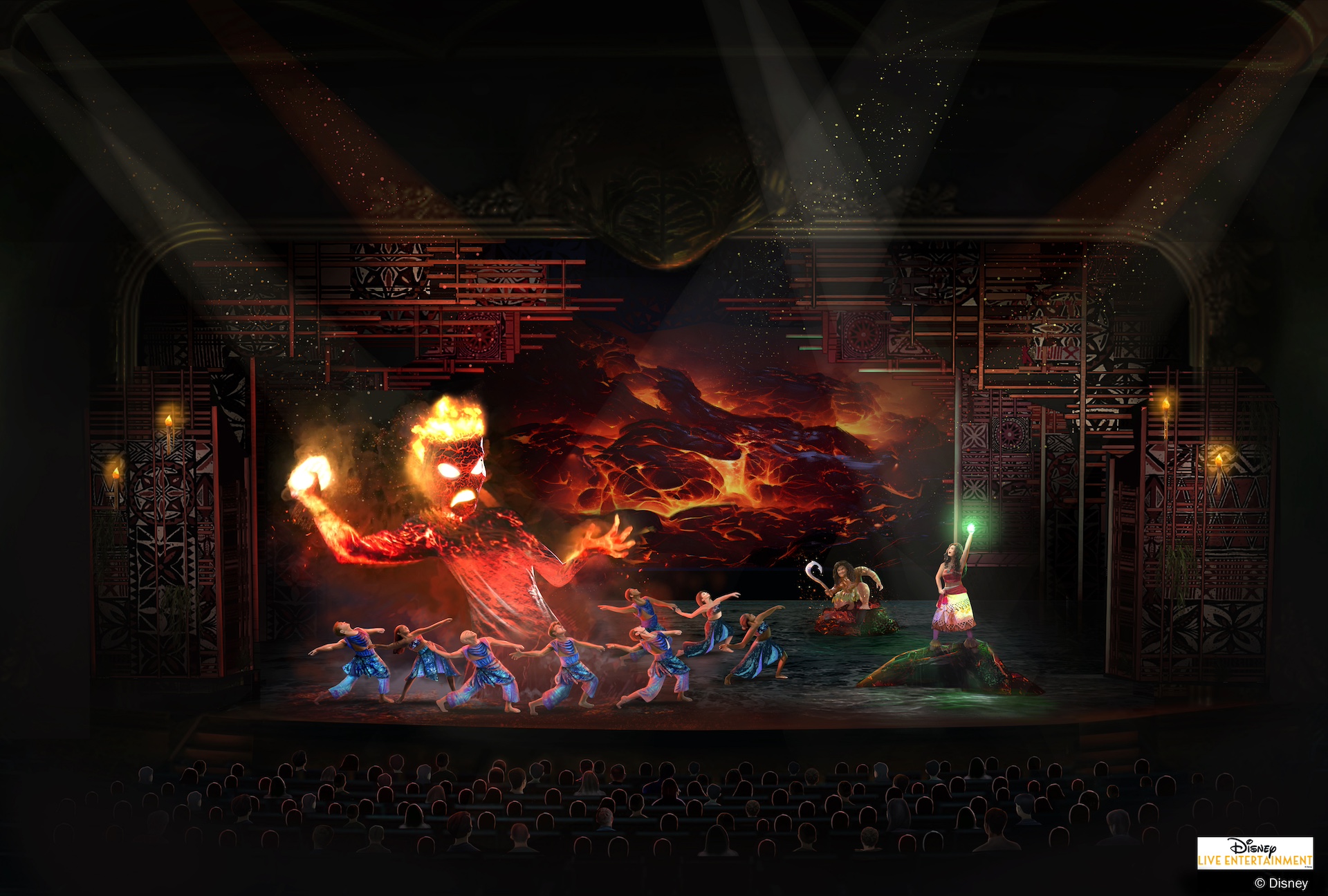 Artist Concept for “Disney The Tale of Moana,” the Broadway-style show debuting on the Disney Treasure