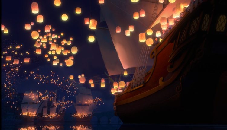 Tangled Wallpaper with lanterns