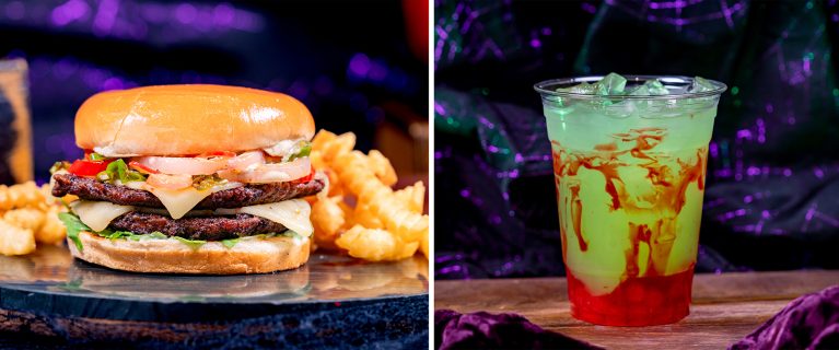 Villainous Double Cheeseburger; Green Apple Lemonade Cocktail