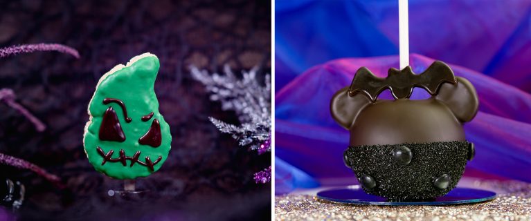 Oogie Boogie Cereal Treat; Black Bat Minnie Caramel Apple