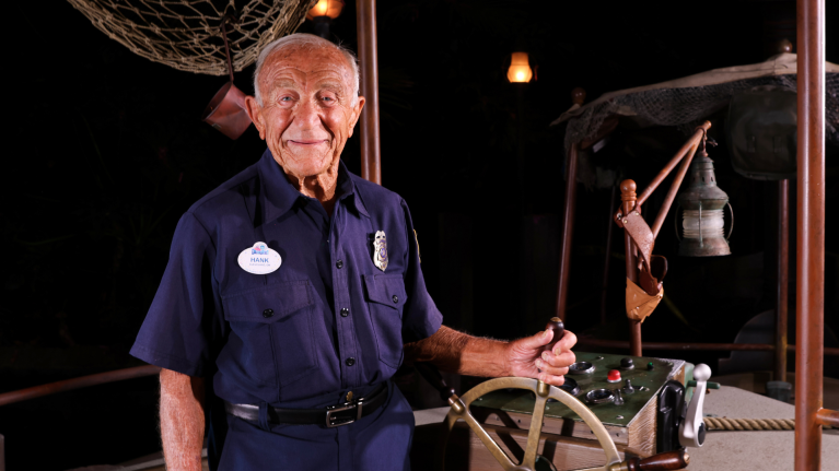 Hank poses onboard a Jungle Cruise boat