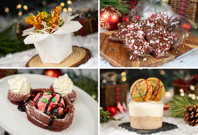 Orange Chicken Tenders; Brownie Peppermint Bark; Holiday Red Velvet Waffle Sundae; Milk and Cookies Mousse