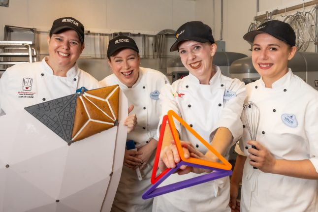 EPCOT Pastry team making gingerbread triangles 