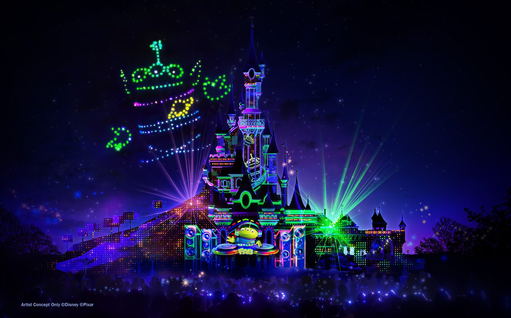 Concept art of the “Disney Tales of Magic" nighttime show