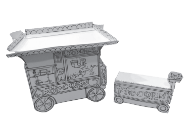 Disney Paper Parks printable popcorn cart model