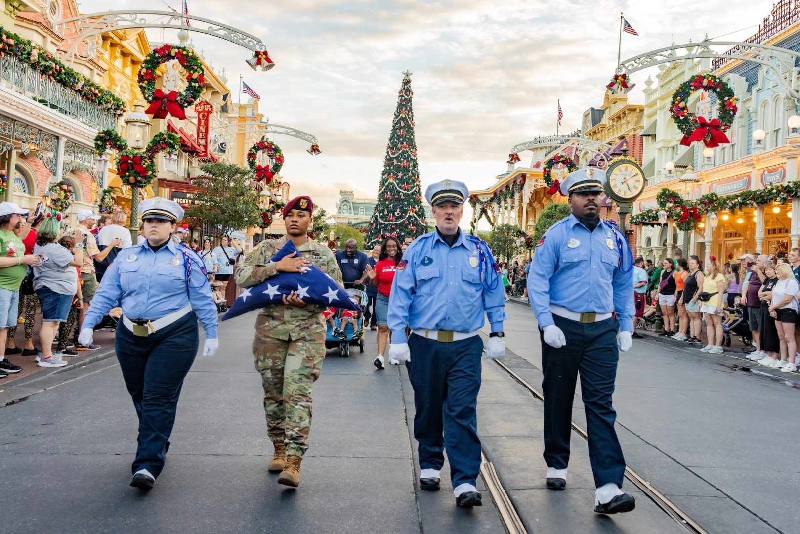 Sgt. Harris was honored during the daily Flag Retreat ceremony at Magic Kingdom Park in Walt Disney World Resort on November 12, 2024 (Photo Credit: Disney Parks)