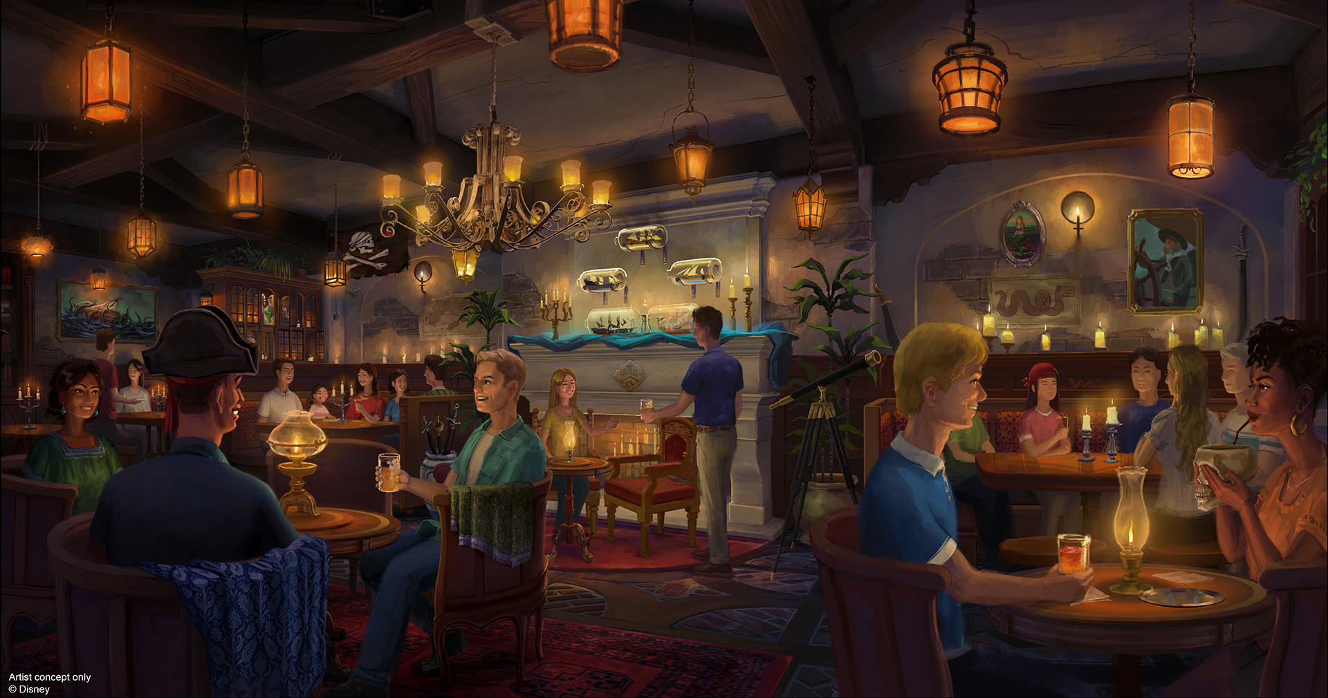 Rendering of Pirates of the Caribbean-themed tavern coming to Magic Kingdom