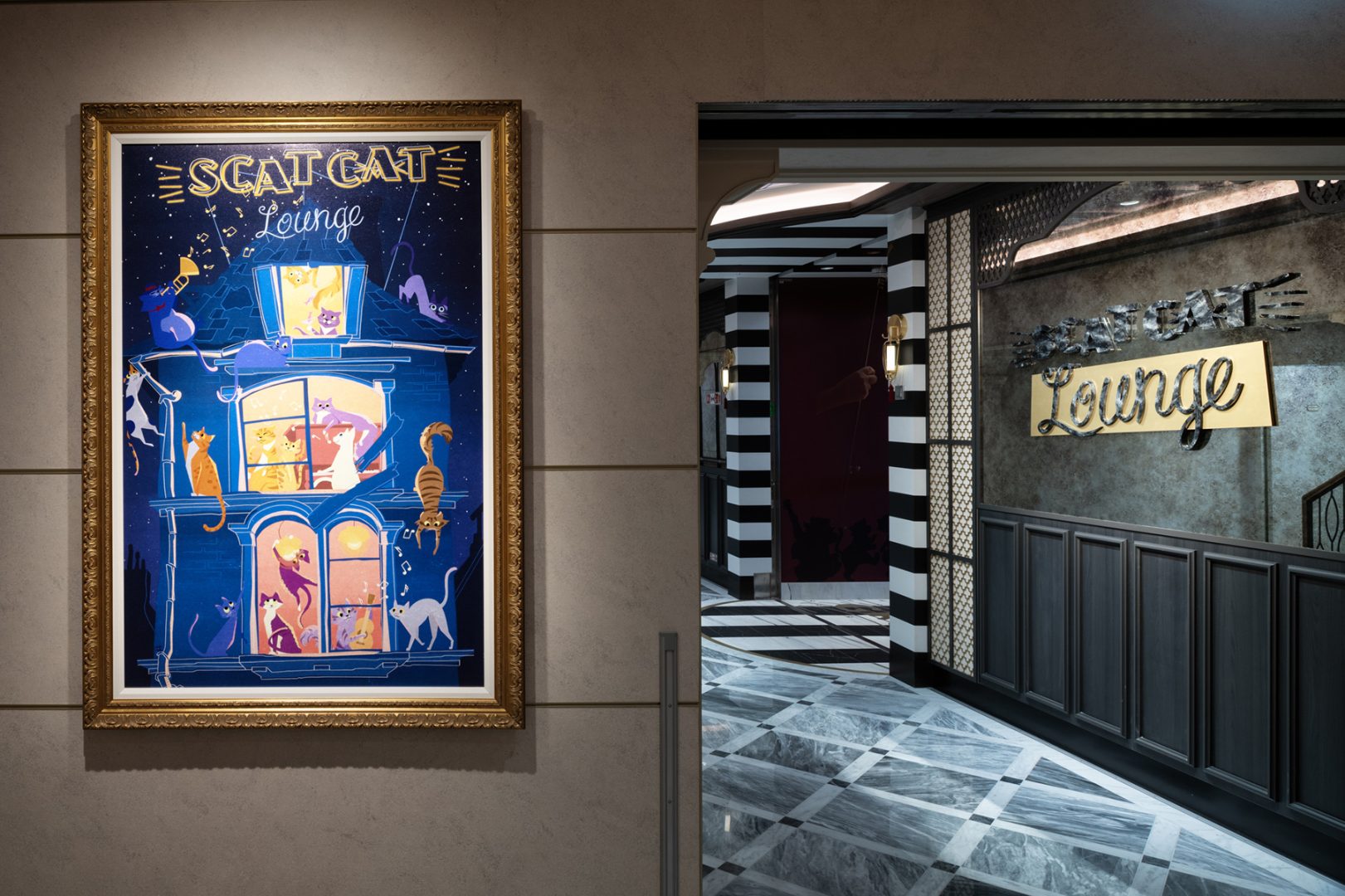 Scat Cat Lounge, themed to "The Aristocats," onboard the Disney Treasure