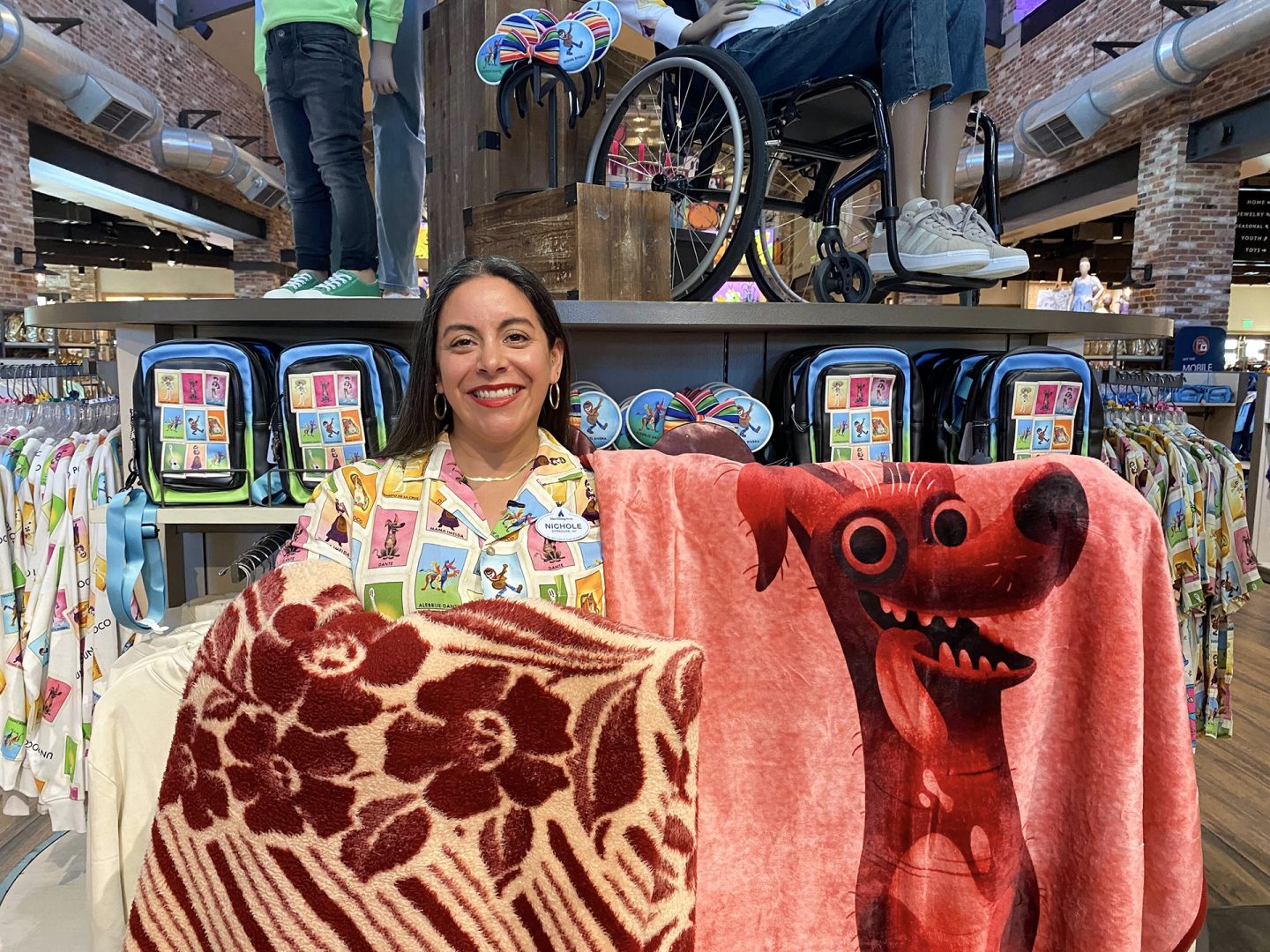 Nichole smiles with the new 'Coco' collection blankets