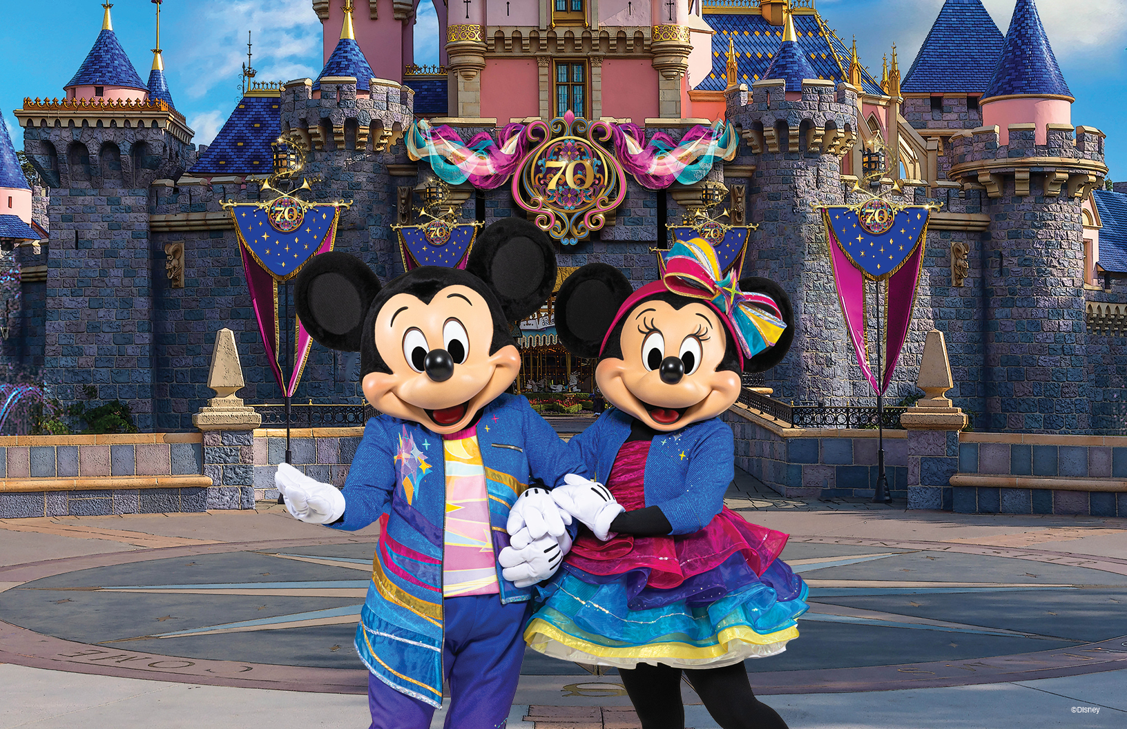 Mickey Mouse and Minnie Mouse in new looks for the Disneyland 70th celebration