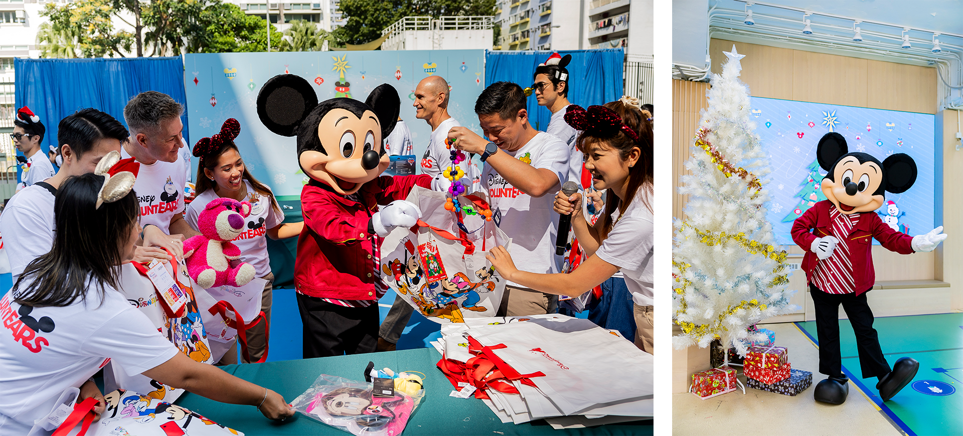 Mickey helps wrap gifts at Hong Kong Disneyland