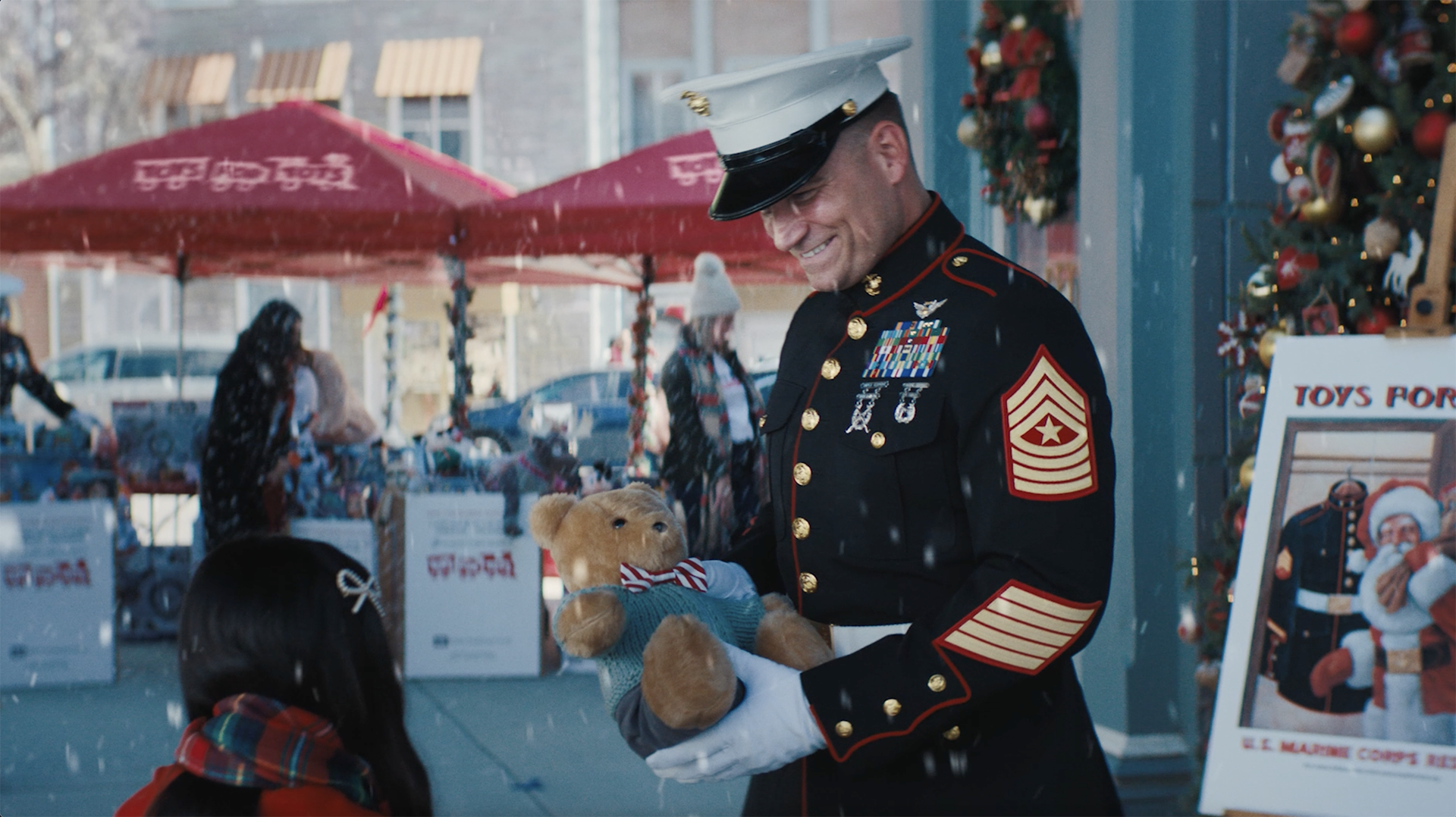 Walter Joshua Stripes III and Sergeant Major Joshua Minter, USMC in this year’s Disney Ultimate Toy Drive Public Service Announcement (PSA) supporting Toys for Tots