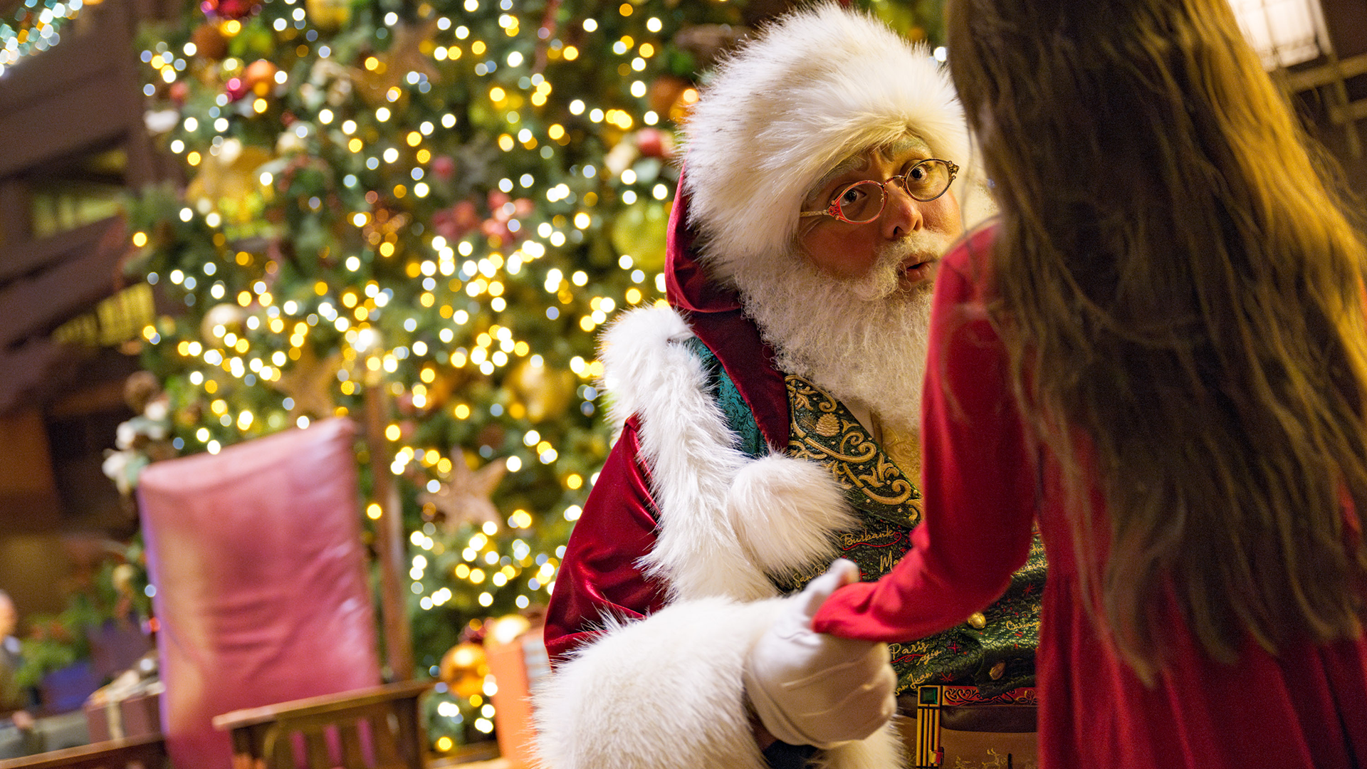 Santa Claus greets guests