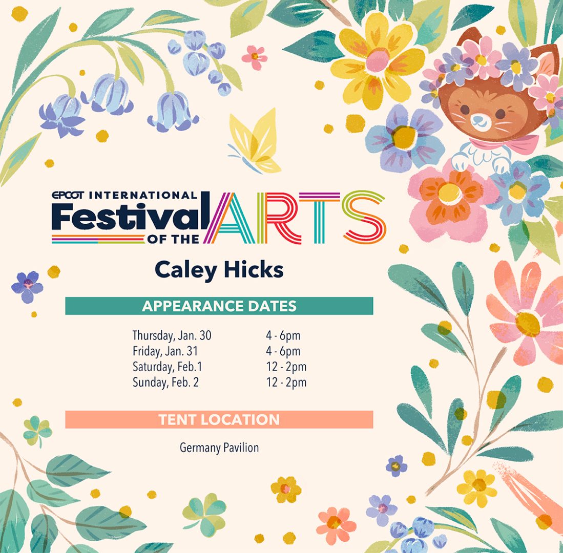 Disney Cast Member Caley Hicks appearance dates at EPCOT International Festival of the Art