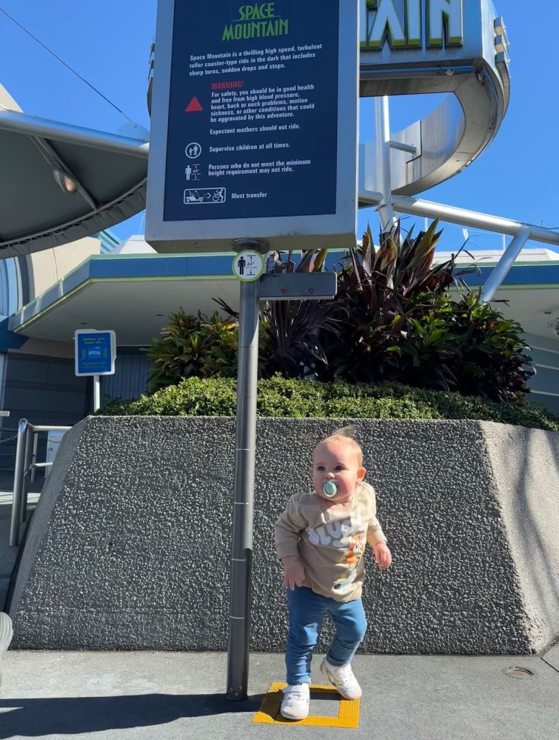 Baby at Space Mountain in Magic Kingdom