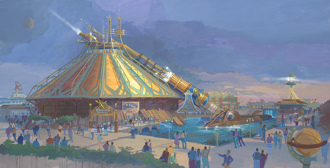 Concept art for Space Mountain at Disneyland Paris