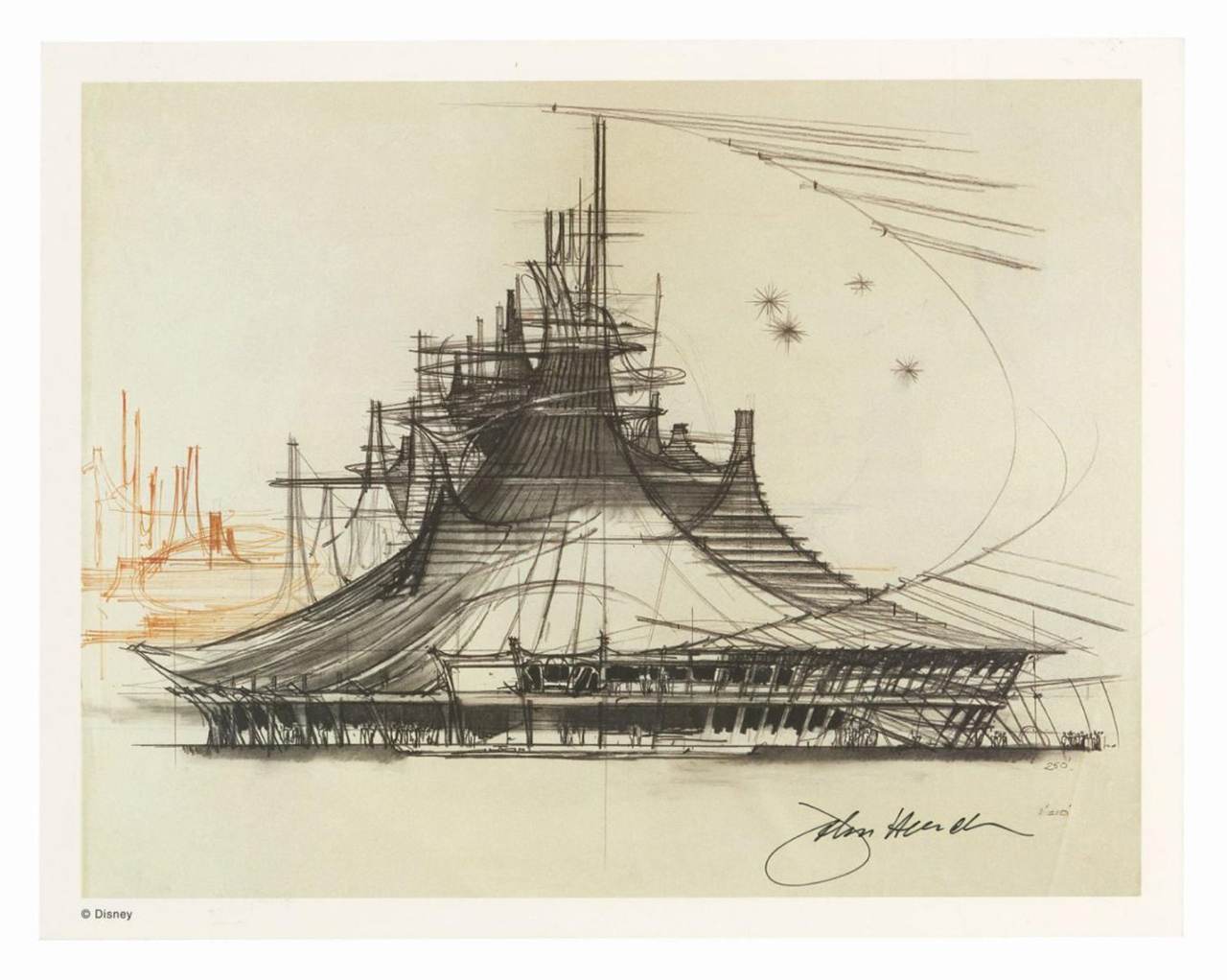 Concept art for Space Mountain at Walt Disney World