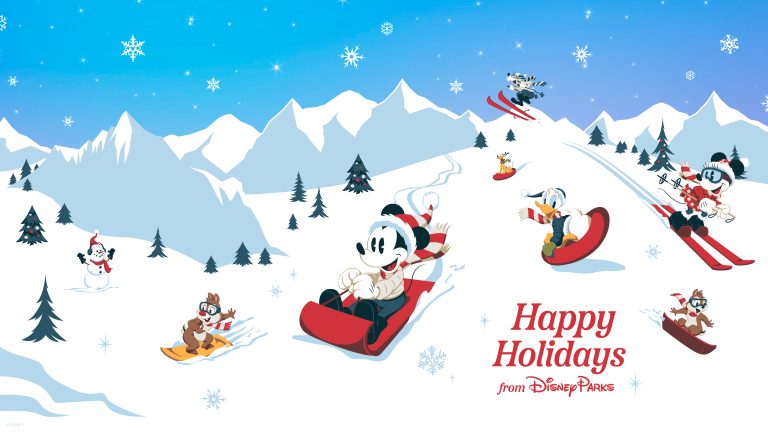 2022 Disney Parks Holiday Winter Sledding Wallpaper