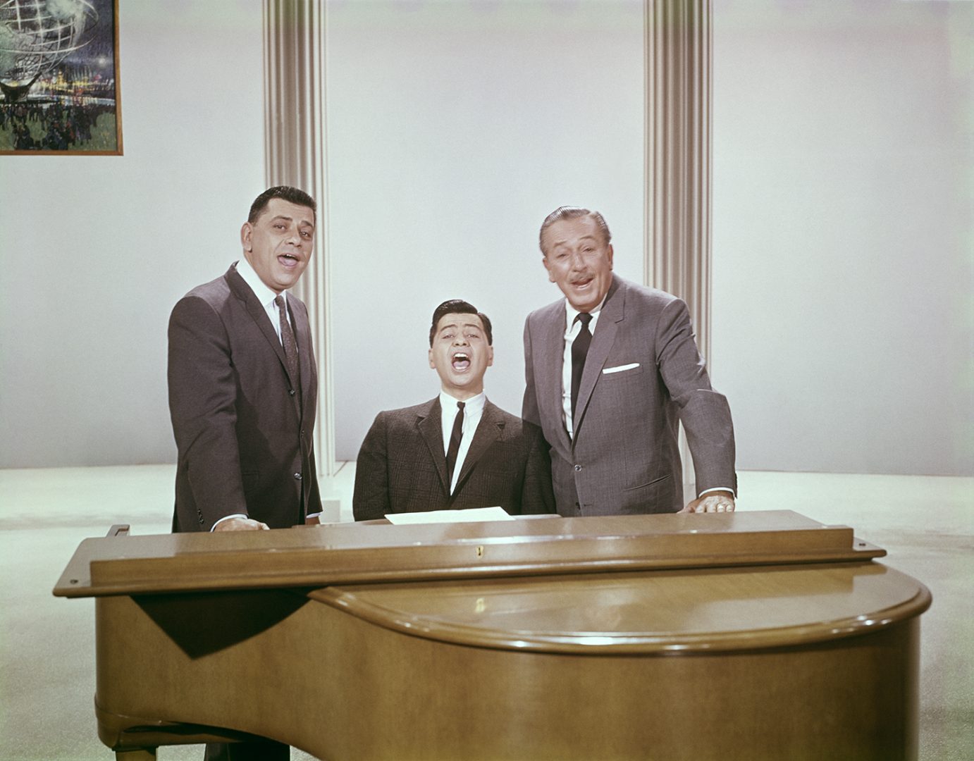 Walt Disney with the Sherman Brothers, historical photo