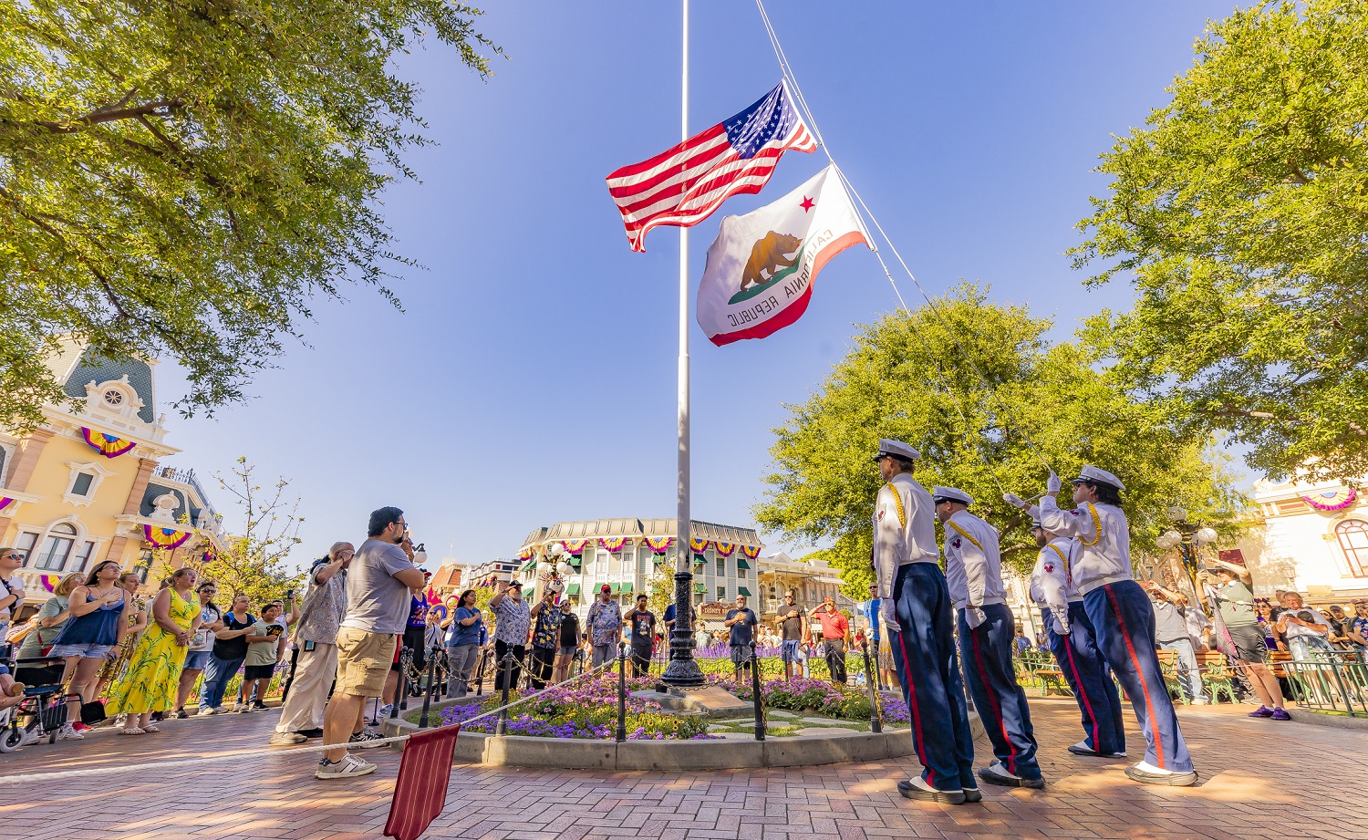 Flag-retreats-on-main-street-usa-disney-