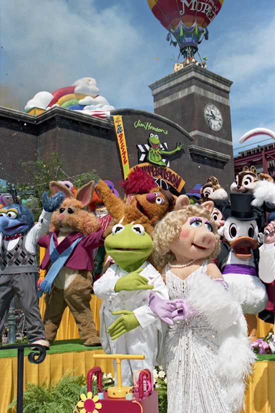 Kermit the Frog and Miss Piggy Prepare to Launch Fireworks to Celebrate the 1991 Opening of the Muppet*Vision 3D Attraction at Disney's Hollywood Studios