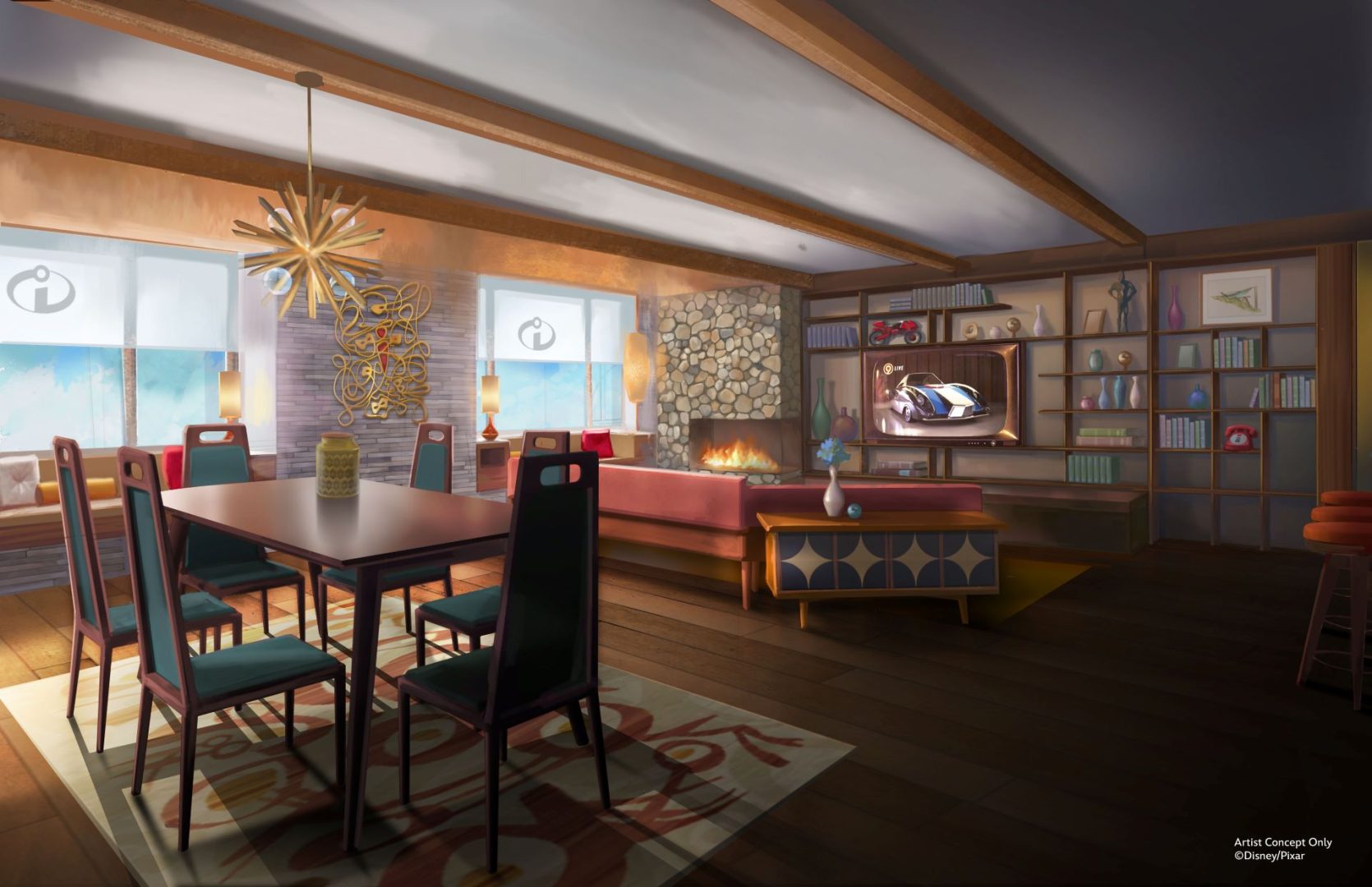 Pixar Place Hotel Incredibles Rendering - Daytime