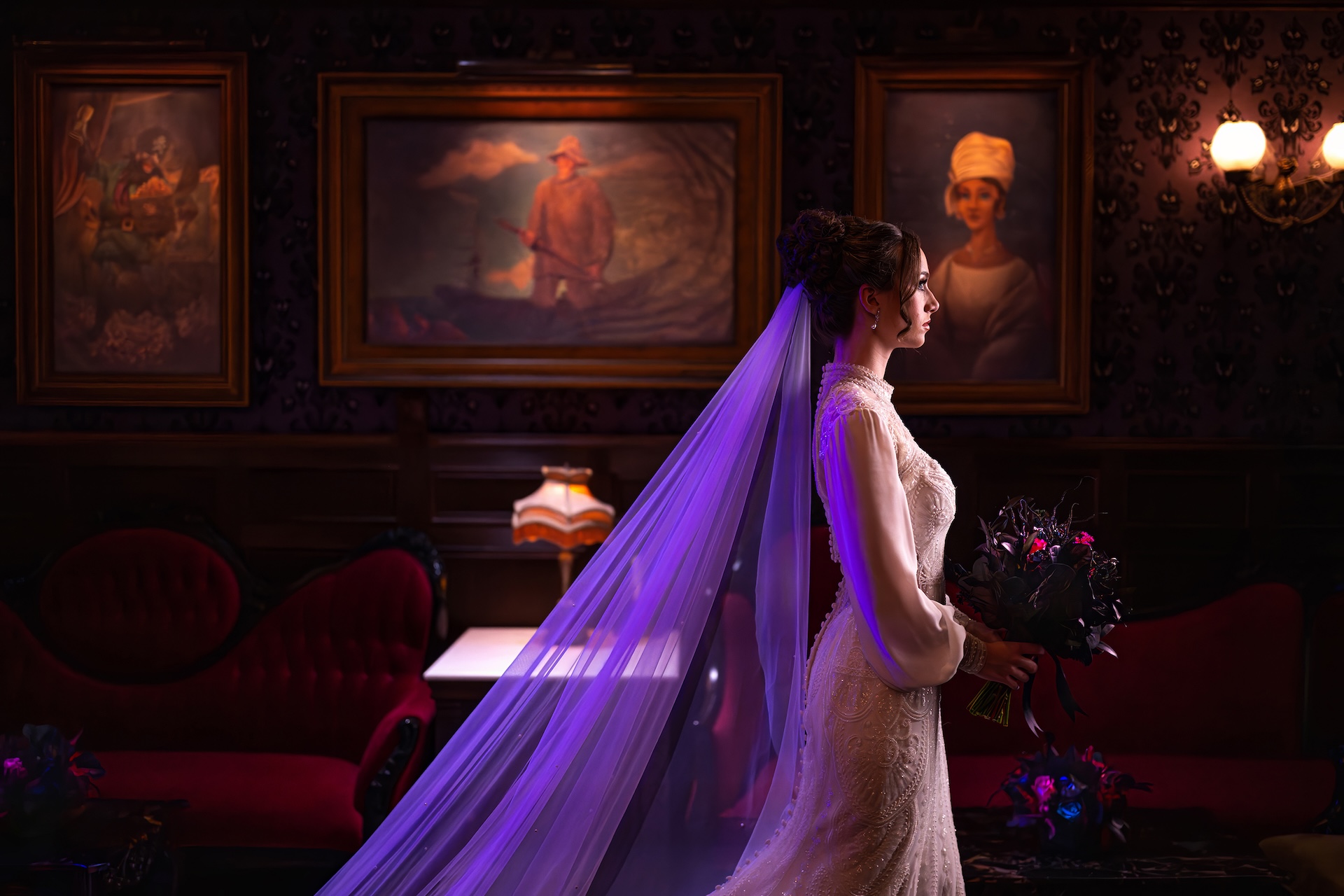 Disney’s Fairy Tale Weddings & Honeymoons Venue Haunted Mansion Parlor aboard the Disney Destiny