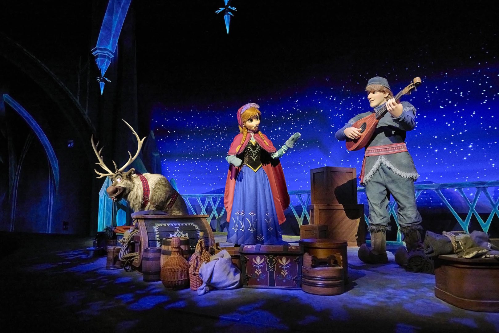 Frozen Ever After Anna, Kristoff and Sven Audio Animatronics figures at Walt Disney World