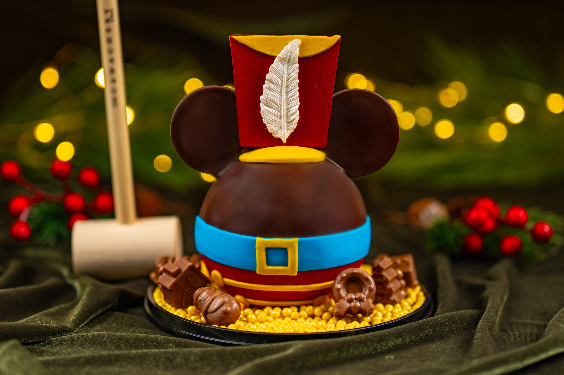 Toy Soldier Mickey Chocolate Piñata: Dark chocolate shell filled with gingerbread-flavored milk chocolate treats (New) (Available starting December 1) 
